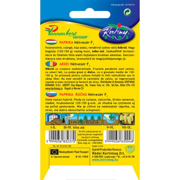 Paprika Hétvezér F1 fehér, édes 20 szem