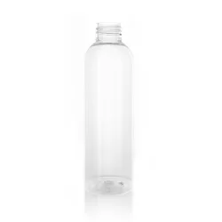   Flakon, 24/410 200 ml, transzparens, hengeres, menetes, PET + Kupak 24/410 fehér, menetes, bordázott