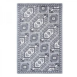   Fekete-fehér mintás, négyzet alakú, kétoldalú kültéri szőnyeg OC36