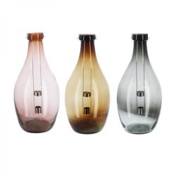   Lámpás újrahasznosított üvegből, kivehető gyertyatartóval, 38 cm, 3 féle TR029