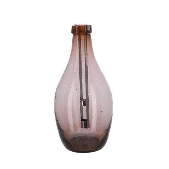 Lámpás újrahasznosított üvegből, kivehető gyertyatartóval, 38 cm, 3 féle TR029