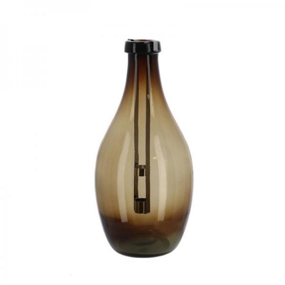 Lámpás újrahasznosított üvegből, kivehető gyertyatartóval, 38 cm, 3 féle TR029