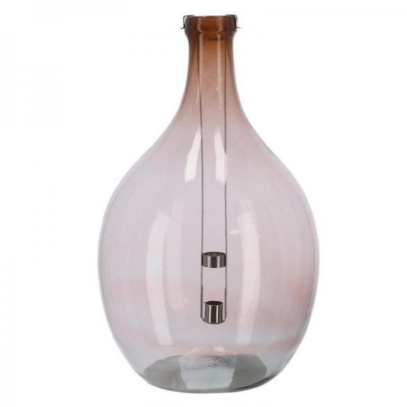 Lámpás újrahasznosított üvegből, kivehető gyertyatartóval, 51 cm, 3 féle TR030
