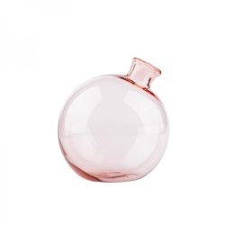   Üveg gömb váza, dekorációs kiegészítő, 1 literes, rózsaszín GY013