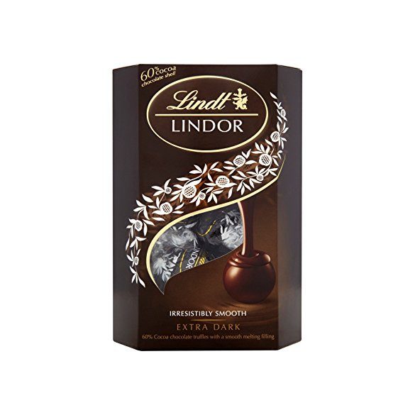 Lindt Lindor 200G Extra Dark 60% Barna (Csokoládé töltelékkel töltött étcsokoládé praliné)