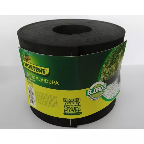 Újrahasznosított gumi ágyásszegély - 0,13 x 5m x 3,8mm, fekete