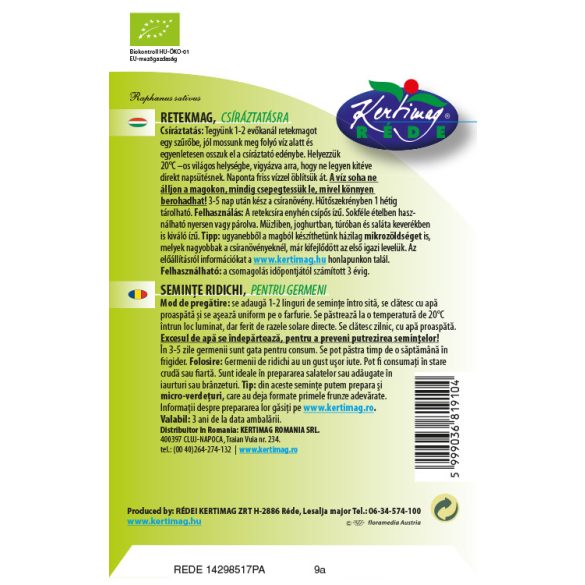 Retek csiranöv. 30 g  BIO