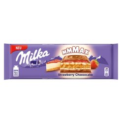   Milka 300G MMMAX Strawberry Cheesecake (Sajttortaízű krémtöltelékkel, epres töltelékkel és keksszel töltött alpesi tejcsokoládé)