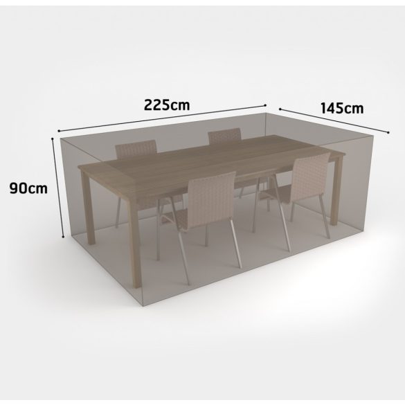 Okos bútortakaró asztalhoz és négy kerti székhez - 225 x 145 x 90cm, UV álló