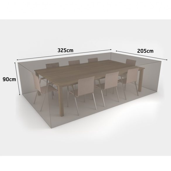 Okos bútortakaró asztalhoz és nyolc kerti székhez - 325 x 205 x 90cm, UV álló