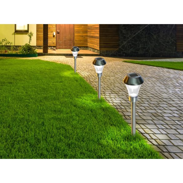 Leszúrható kerti lámpa - 3db/csomag, ezüst, átmérő: 8,5 x 31cm