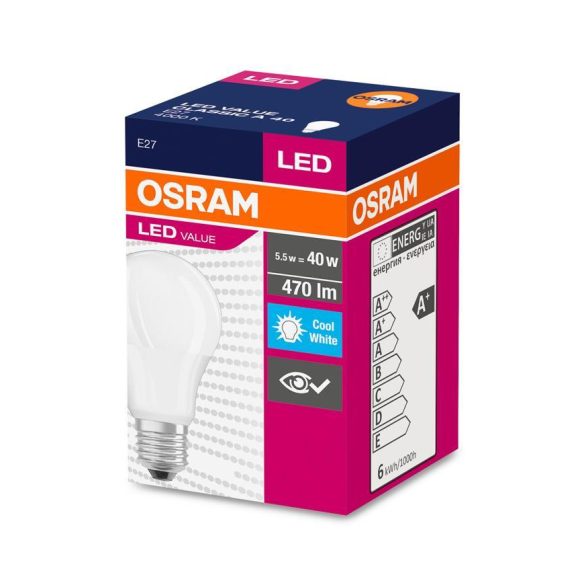 Égő OSRAM® LED FR 040 (ean7071) non-dim, 5W/840 E27 4000K Value CLASSIC A