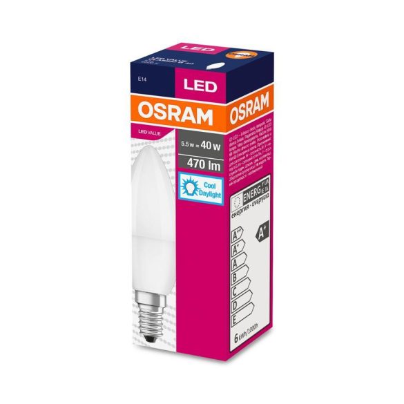 Égő OSRAM® LED FR 040 (ean1066) non-dim, 5,7W/865 E14 6500K Value CLASSIC B