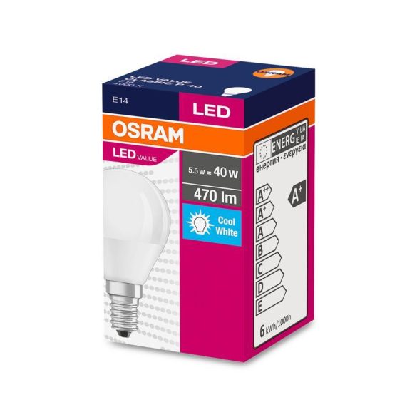 Égő OSRAM® LED FR 040 (ean7911) non-dim, 5,7W/840 E14 4000K Value CLASSIC P