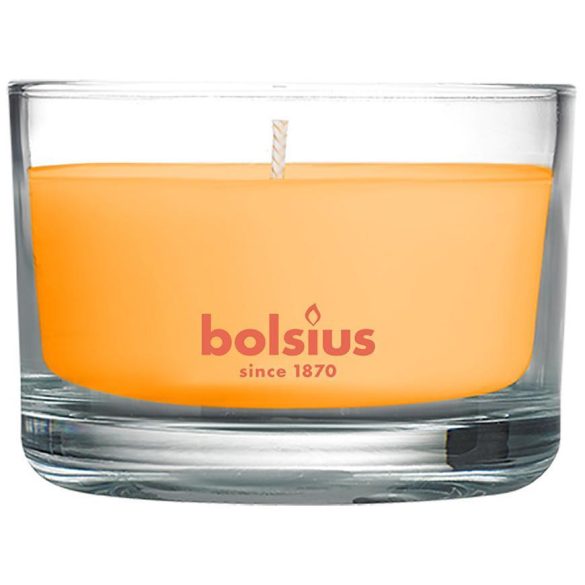 Gyertya Bolsius Jar True Scents 50/80 mm, illatos, mangó, üvegben