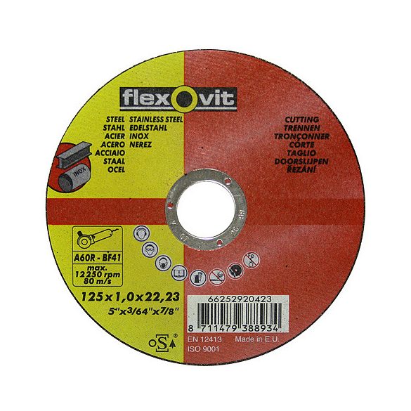 Flexovit 20424 korong 125x1,6 A46R-BF41 acél, rozsdamentes acél
