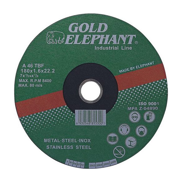 Gold Elephant 41AA 115 x 1,0 x 22,2 mm vágókorong, fémre és rozsdamentes acélra A46TBF