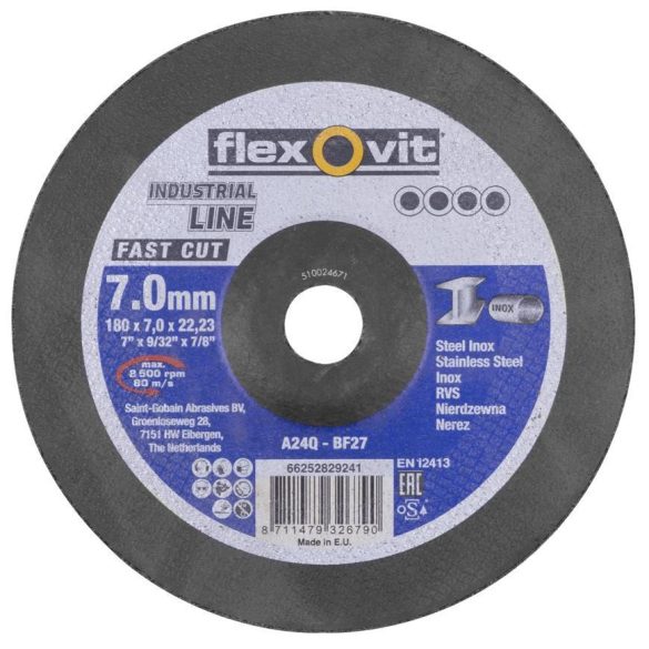 Wheel flexOvit FastCut A5360 180x7.0x22.2 mm, A24Q-BF27, steel