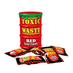 Toxic Waste 42G Hazardously Sour Candy Hordó Piros
