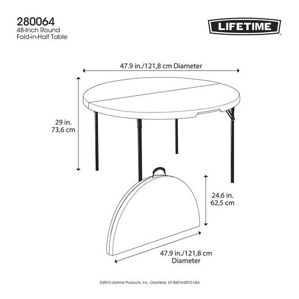 Lifetime asztal kerek félbehajtható 122 cm
