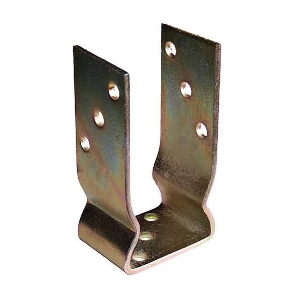 oszloptalp "U" lecsavarozható rogyasztott  100 x 60 x 120 / 5 mm sárga horgany