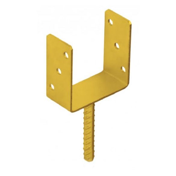 oszloptalp "U" betonozható  71 x 60 x 100 / 4 mm (szár 120mm) sárga horgany (ET)