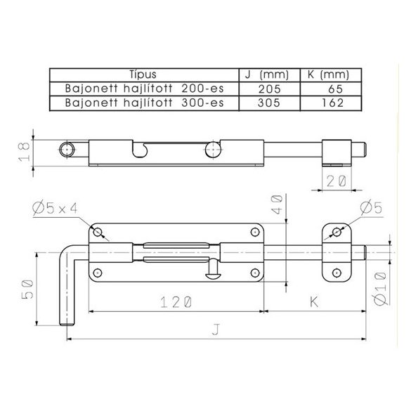 kaputolózár 300mm horganyzott