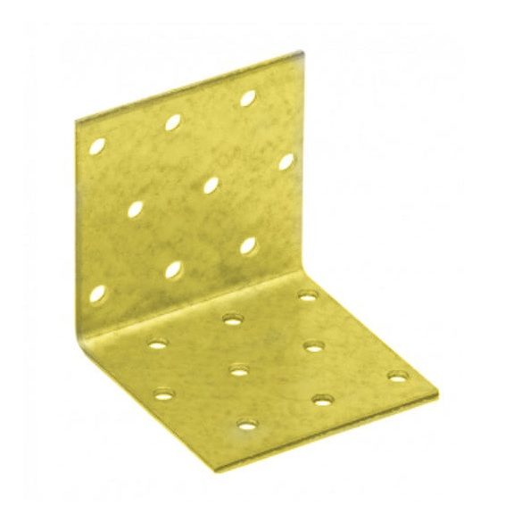 sarokösszekötő lemez perf.  60 x 60 x  60 / 2 mm sárga horganyzott (ET)