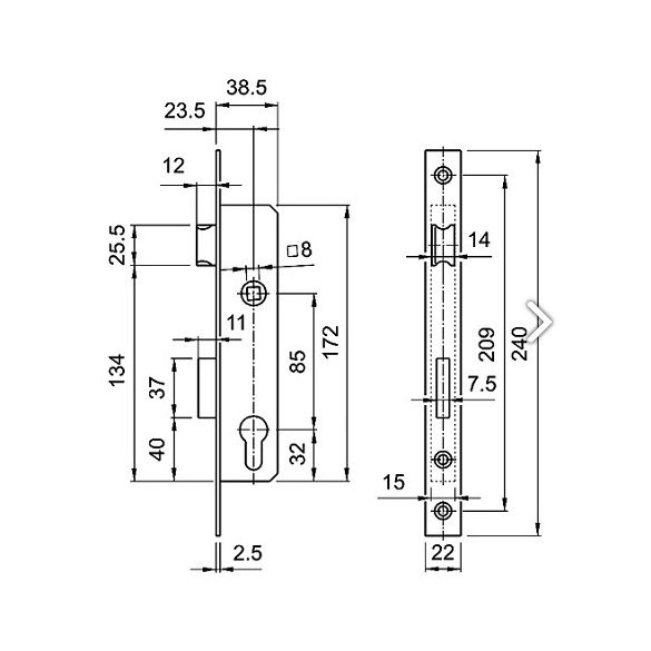 portálzár 25mm/3389 váltós 40x40-be ELZETT