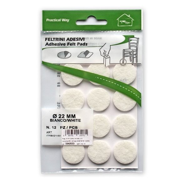 csúsztatófilc öntapadó d=22 fehér (12db)