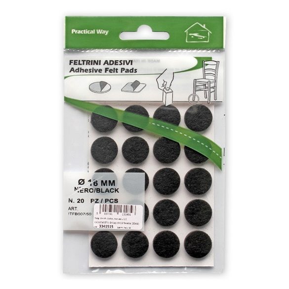 csúsztatófilc öntapadó d=16 fekete (20db)