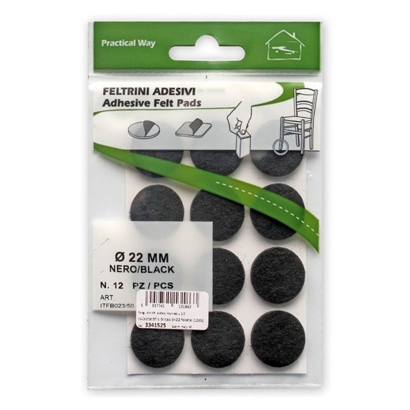 csúsztatófilc öntapadó d=22 fekete (12db)