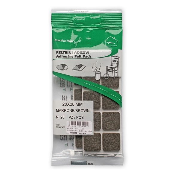 csúsztatófilc öntapadó  20x20 mm barna (20 db)