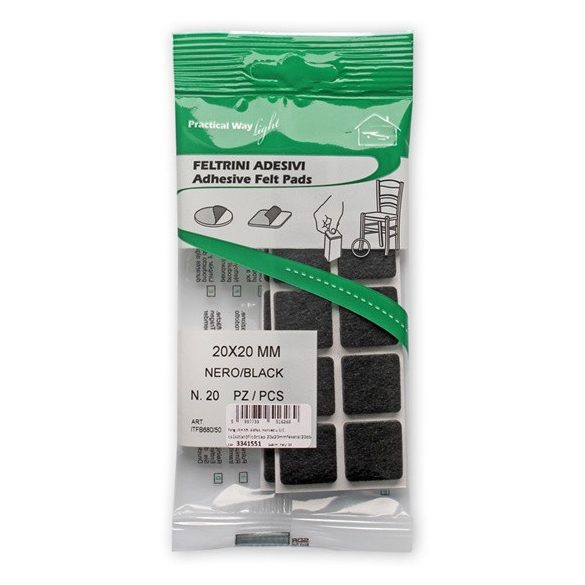 csúsztatófilc öntapadó  20x20 mm fekete (20 db)