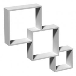   Minőségi négyzet alakú fali polc fehér színben - 3db/szett