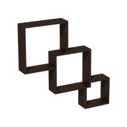   Minőségi négyszög alakú fali polc barna színben - 3db/szett