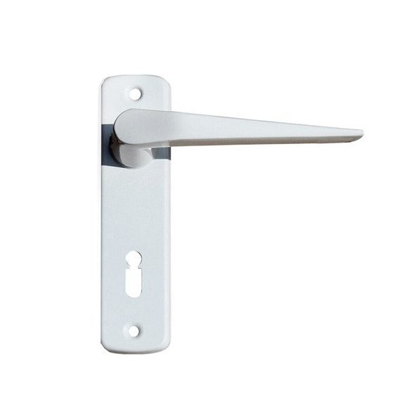 SB ajtókilincs 410 + ajtócím lővér kulcslyukas fehér porszórt