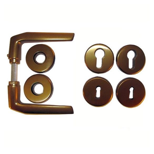 SB ajtókilincs 410 + rozetta (kulcslyukas, cilinderlyukas, kilincslyukas) F4 eloxált