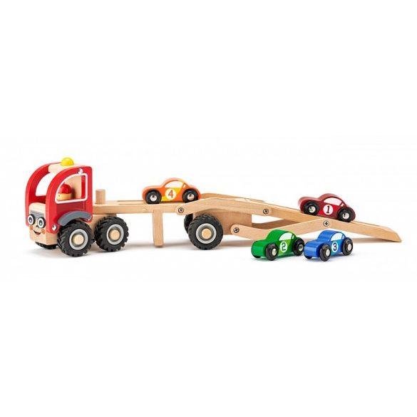 Woody játék - vontató versenyautókkal