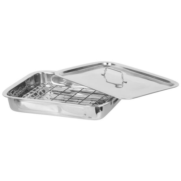Baking tray with lid and cross grill
