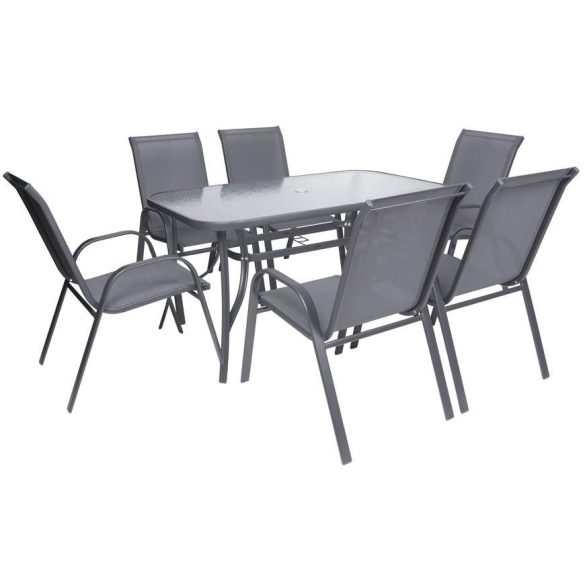 Set terrace EMILY, 1x table, 6x ShadowGray chair