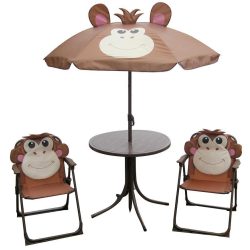   Set LEQ MELISENDA Mono, opica, slnečník 105 cm, stôl 50 cm, 2 stoličky. detský