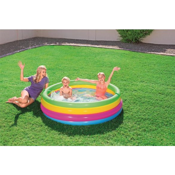 Bestway® 51117 kis medence, Rainbow, gyerek, 157x46 cm, felfújható, szivárványos
