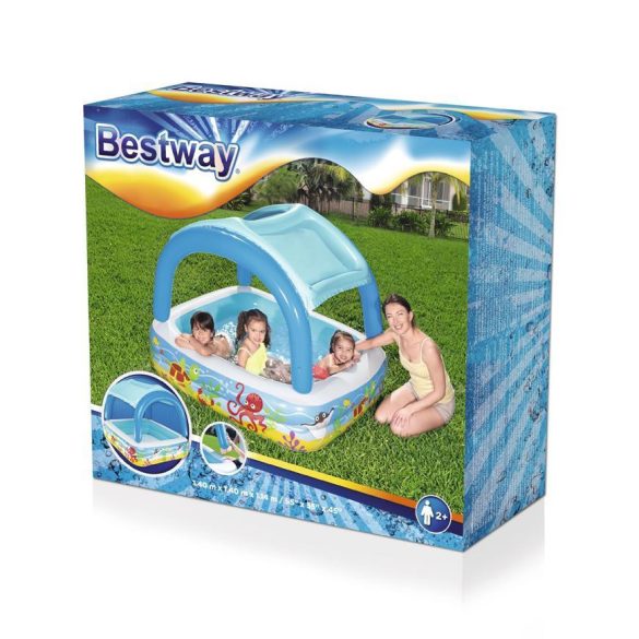 Bestway® 52192 kis medence, Coral reef, gyerek, 147 cm, felfújható, tetővel