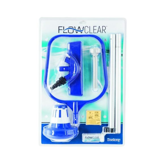 Készlet Bestway® FlowClear ™, 58195, gyűjtő, háló, rúd, úszó, hőmérő, teszter, foltok