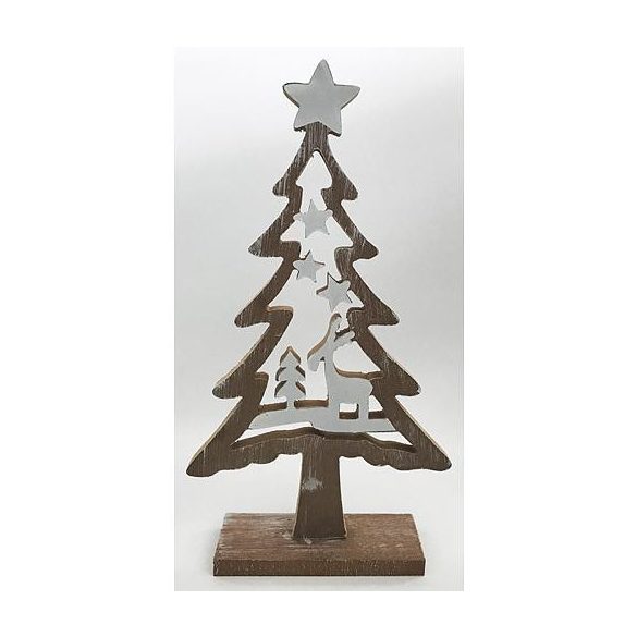 Karácsonyi dekoráció - Fenyőfa csillaggal - 16x30 cm