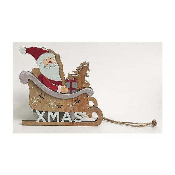 Karácsonyi dekoráció - Mikulás a szánban - 17x16x9 cm