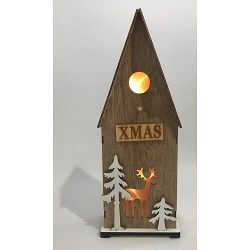 Karácsonyi fa dekoráció - LED-es templom - 12x7x32 cm