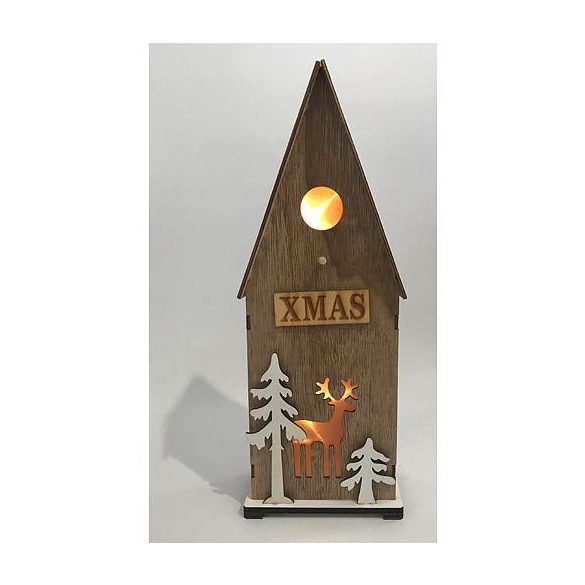 Karácsonyi fa dekoráció - LED-es templom - 12x7x32 cm