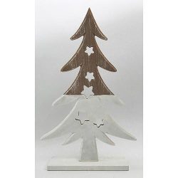   Karácsonyi dekoráció - szürkés fehér fenyőfa - 19x29 cm
